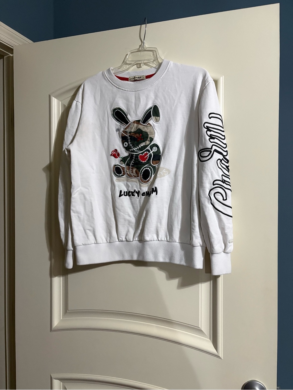White Lucky Charm Graphic Crewneck Sweatshirt